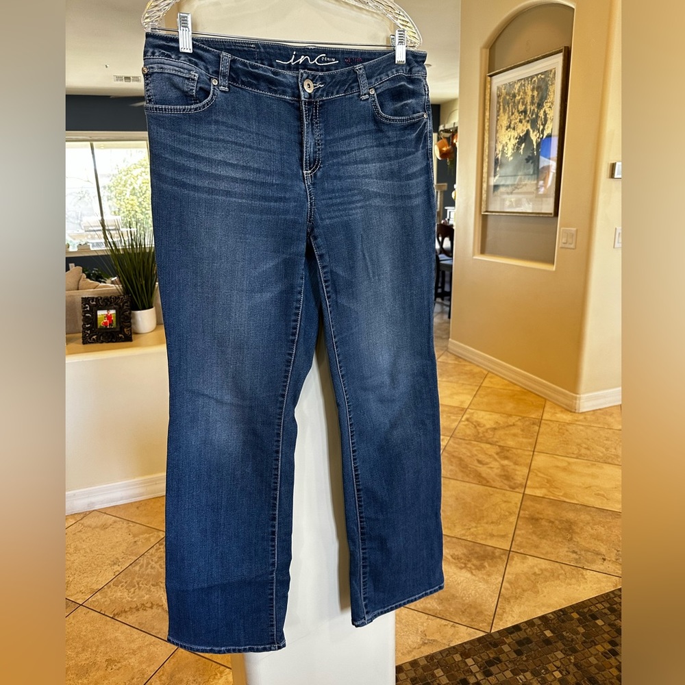 Women’s INC Preloved Denim Bootleg Curvy Fit Jeans, Size 12 - Picture 1 of 15